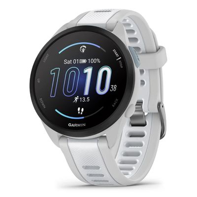 GARMIN Forerunner 165 Music Smart Watch (43mm., Mist Gray/Whitestone Case, Mist Gray/Whitestone Band)